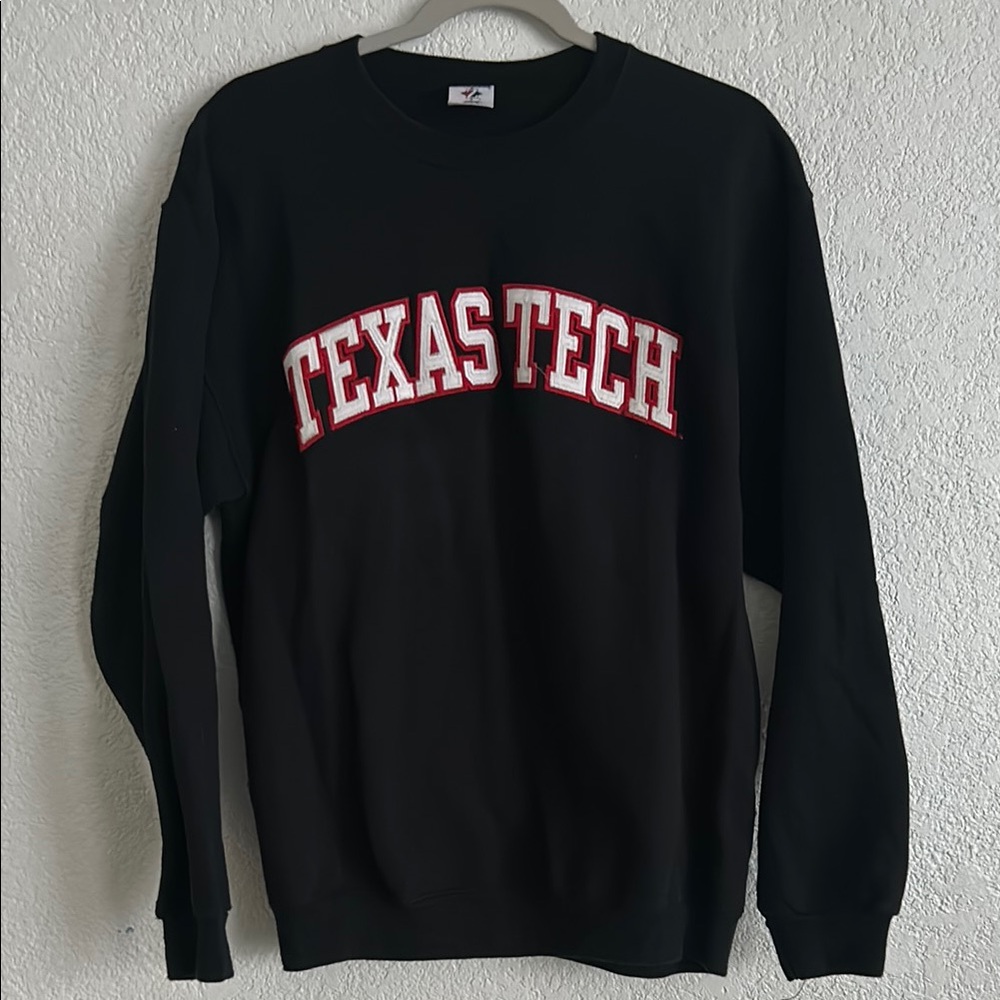 Jerzees Black Crewneck Sweater with Texas Tech Logo